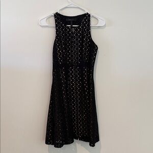 BCBG Maxazria Black Cotton Eyelet Zip Front Dress